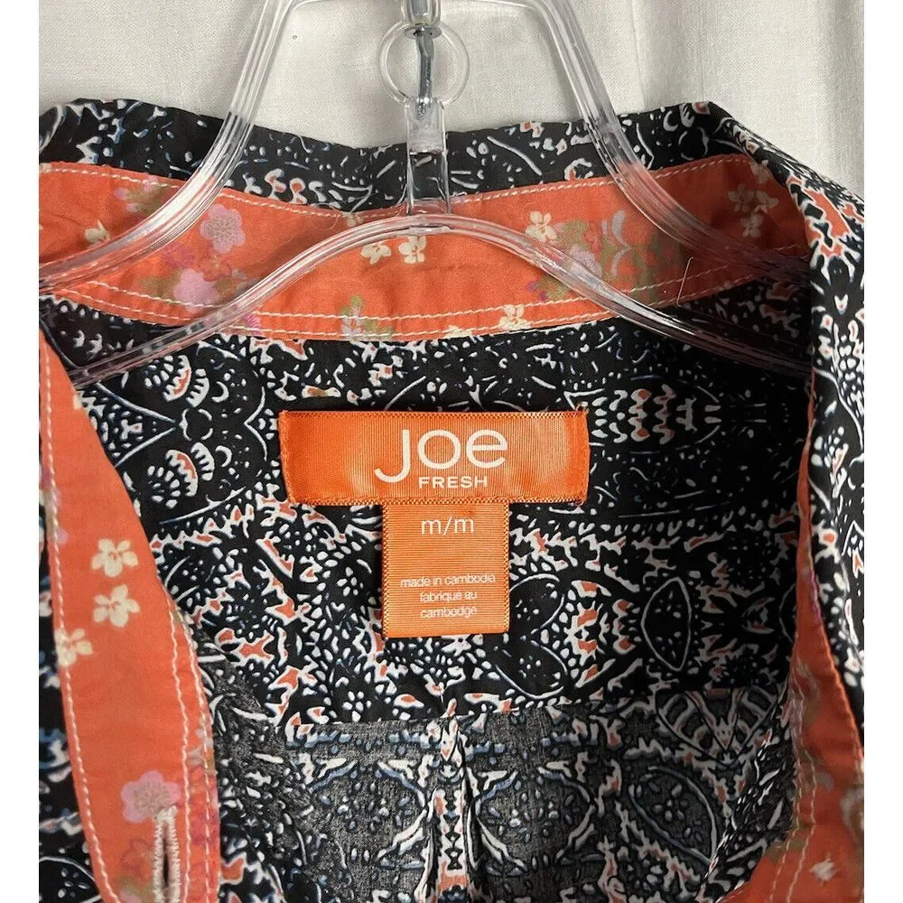 Joe Fresh Men's M  Blue Print Long Sleeve Button Up Lightweight Geometric‎ Shirt